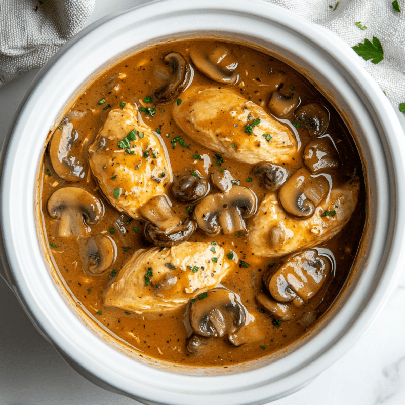Crockpot Chicken and Mushroom Stroganoff