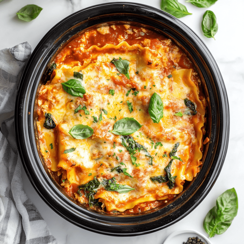 Crockpot Chicken and Spinach Lasagna