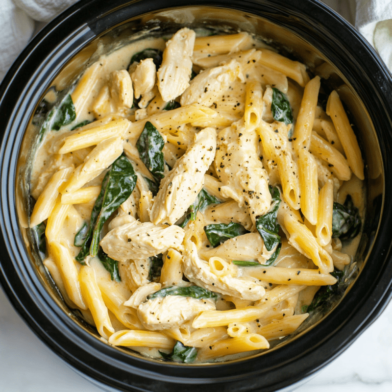Crockpot Chicken and Spinach Pasta