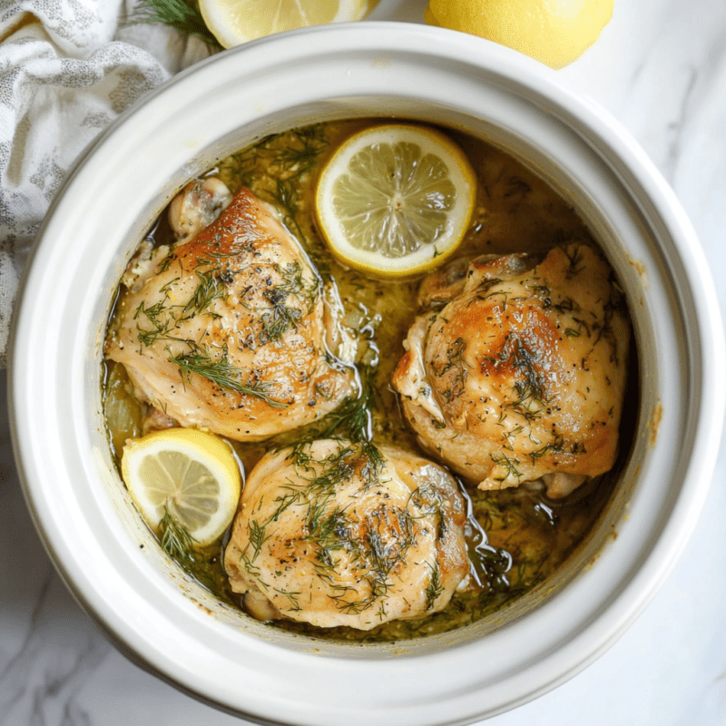 Crockpot Lemon Dill Chicken Thighs