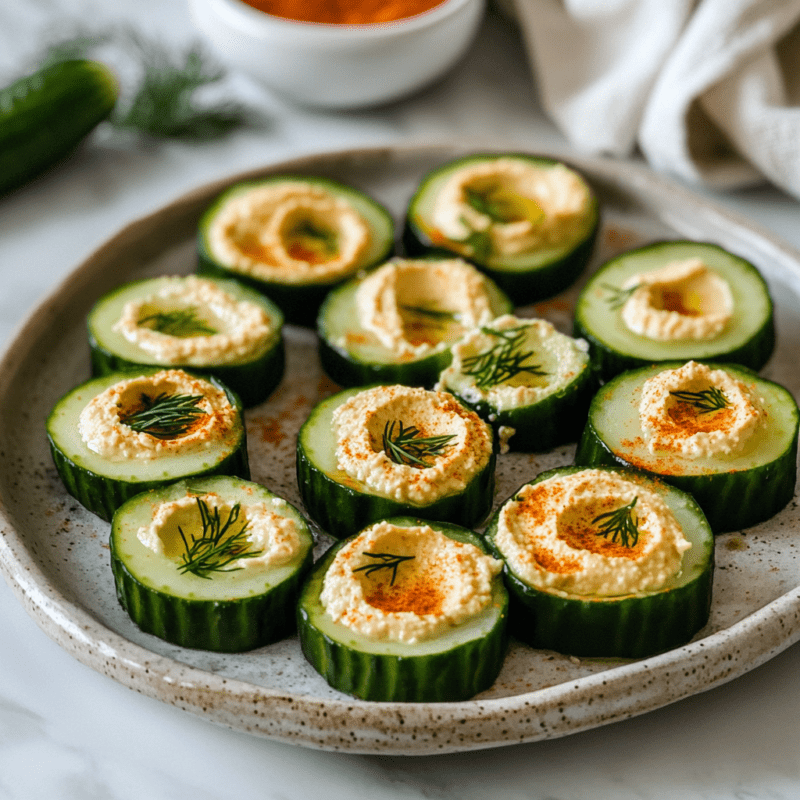 Cucumber and Hummus Bites