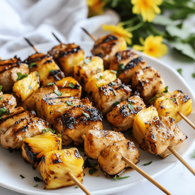 Grilled Chicken and Pineapple Skewers