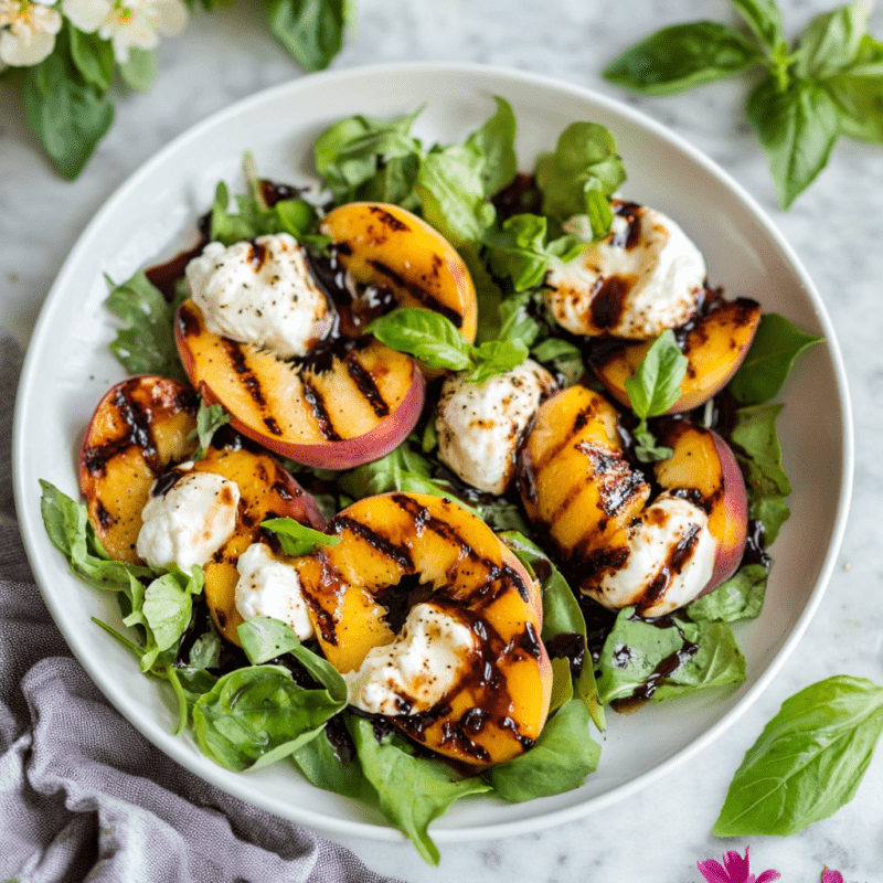Grilled Peach and Burrata Salad