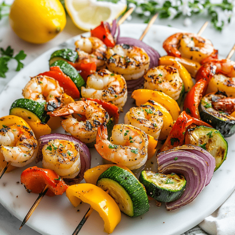 Grilled Shrimp and Vegetable Skewers