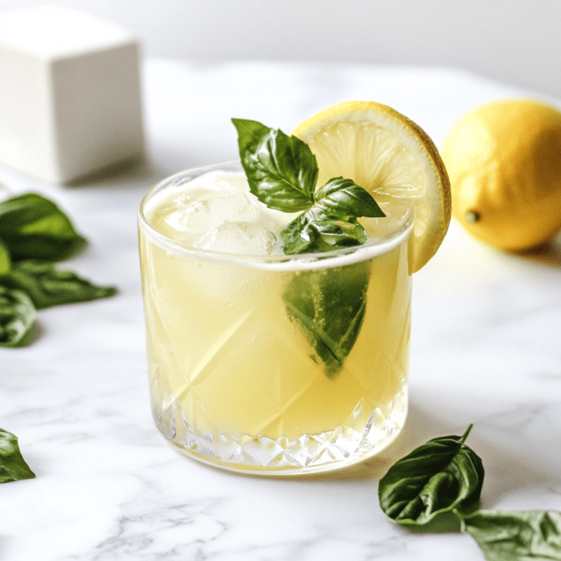 Lemon Basil Gin Fizz