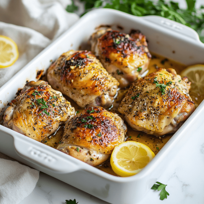Lemon Garlic Roasted Chicken Thighs