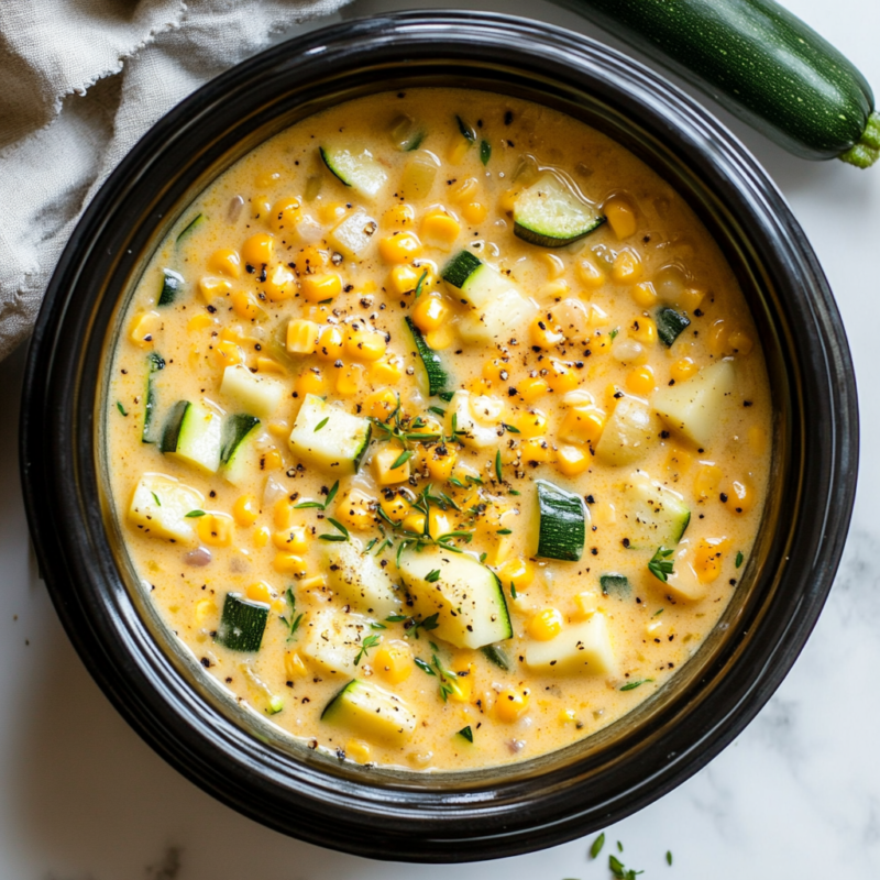 Crockpot Corn and Zucchini Chowder
