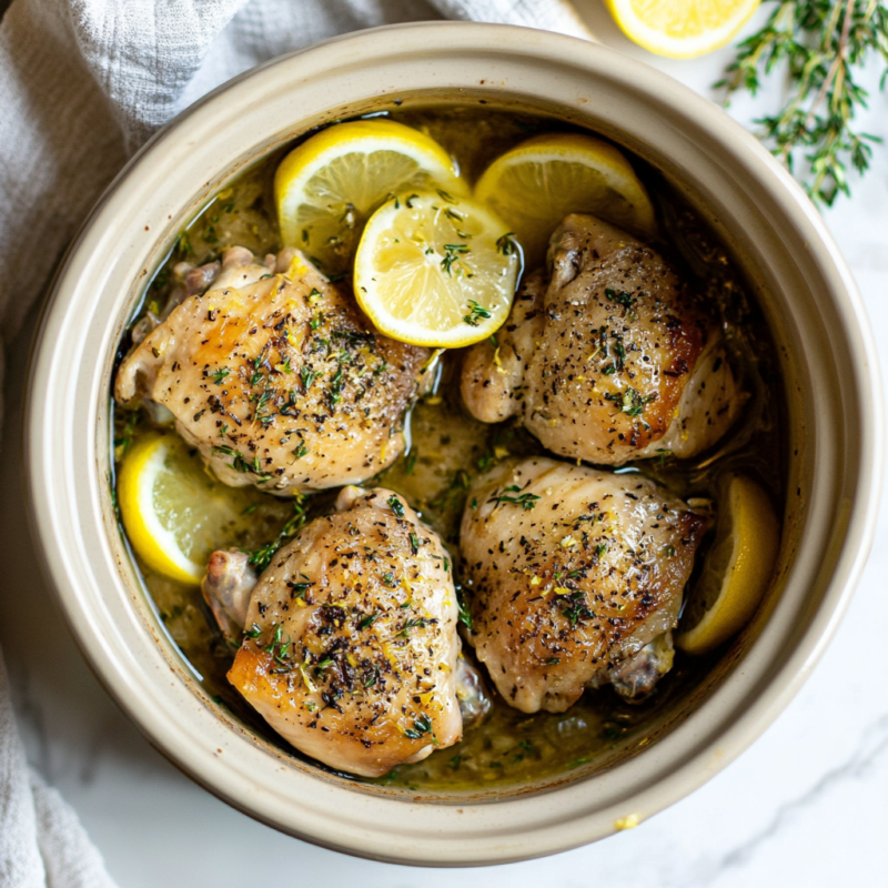 Crockpot Lemon Garlic Herb Chicken