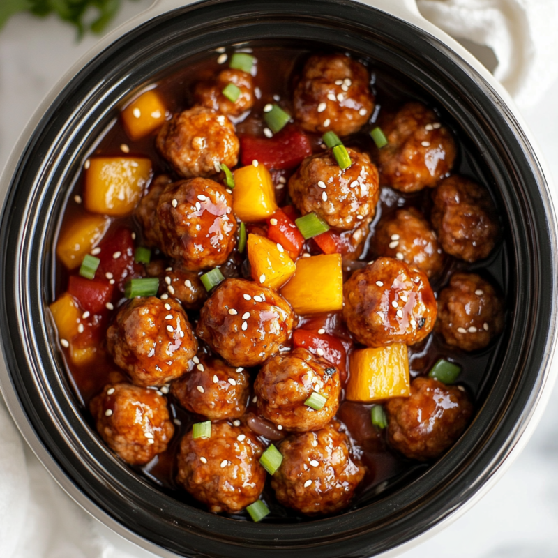 Crockpot Pineapple Teriyaki Meatballs