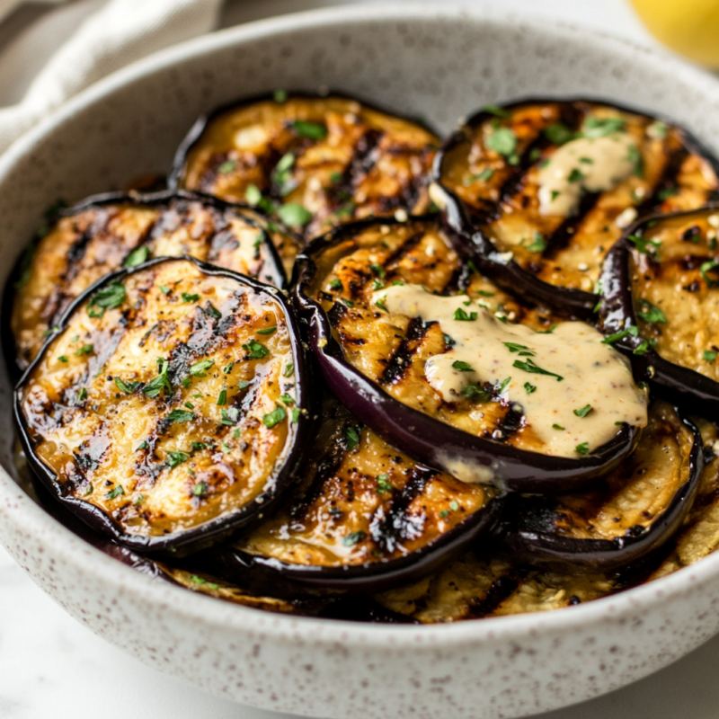 Grilled Eggplant with Tahini Drizzle