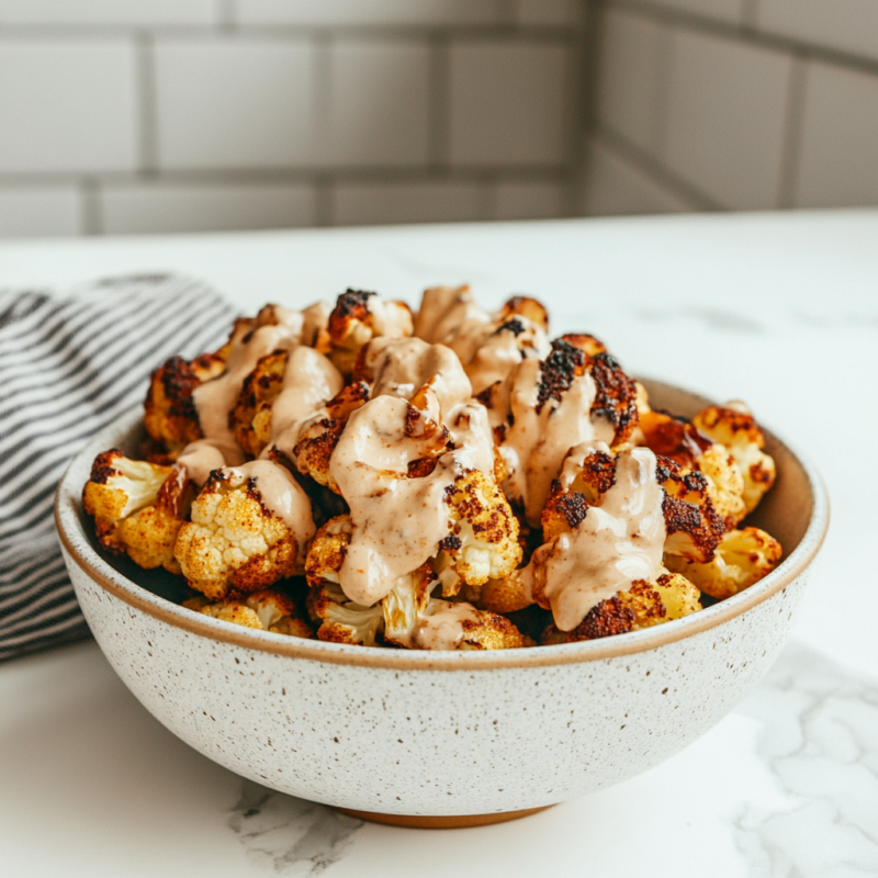 Roasted Cauliflower with Tahini Sauce