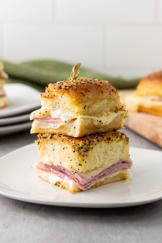 Melty Ham and Cheese Sliders with Buttery Poppy Seed Glaze
