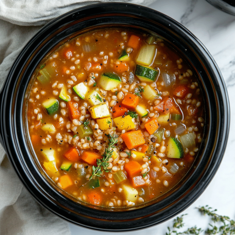 Slow Cooker Vegetable Barley Soup