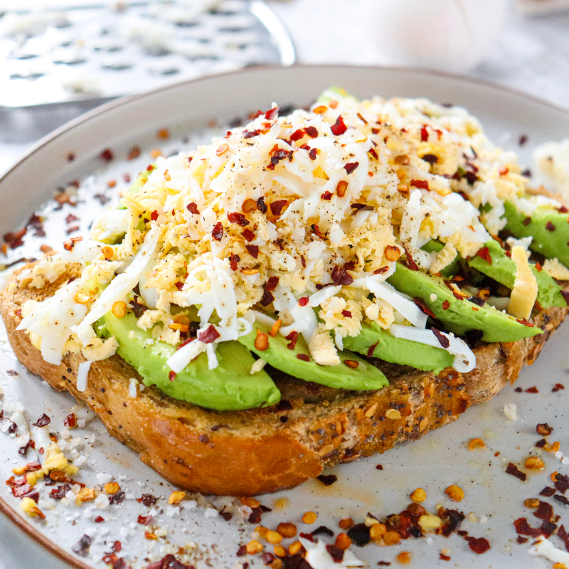 Grated Egg Avocado Toast with Chili Flakes