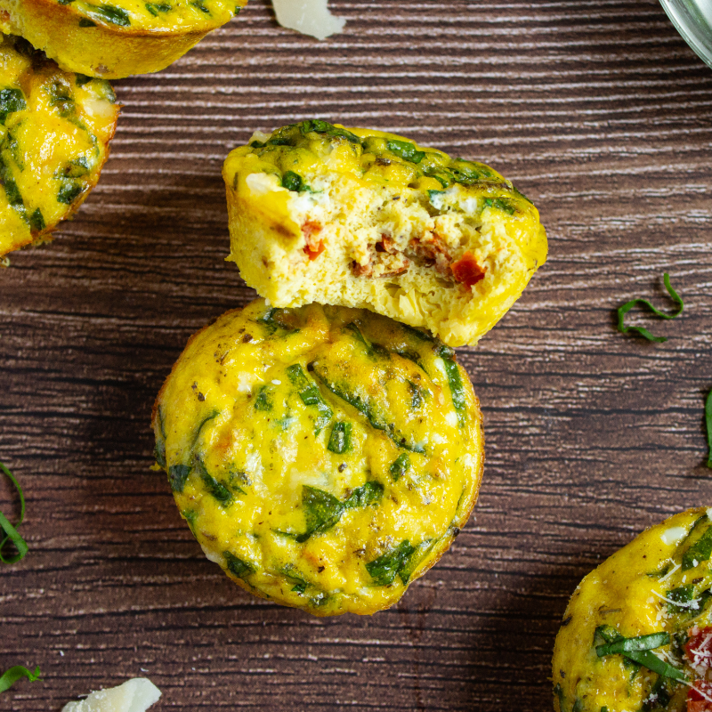 Cottage Cheese, Tomato & Spinach Egg Bites