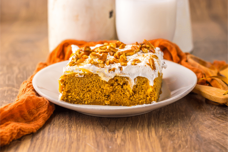 Celebrate Fall with This Pumpkin Gingerbread Poke Cake
