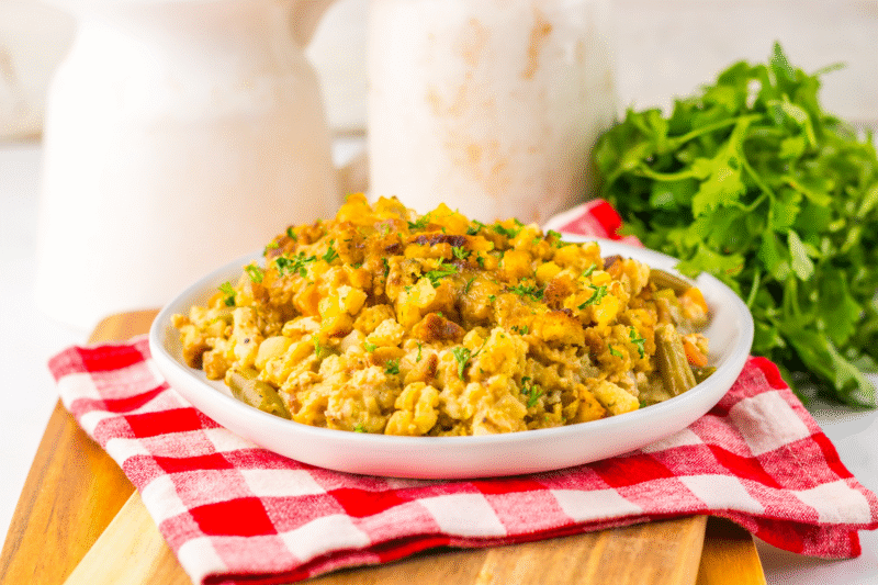 Hearty Crockpot Turkey Pot Pie with Veggies & Stuffing