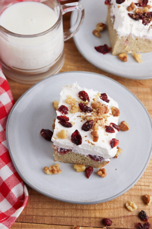 Cranberry Sauce Poke Cake with Whipped Topping