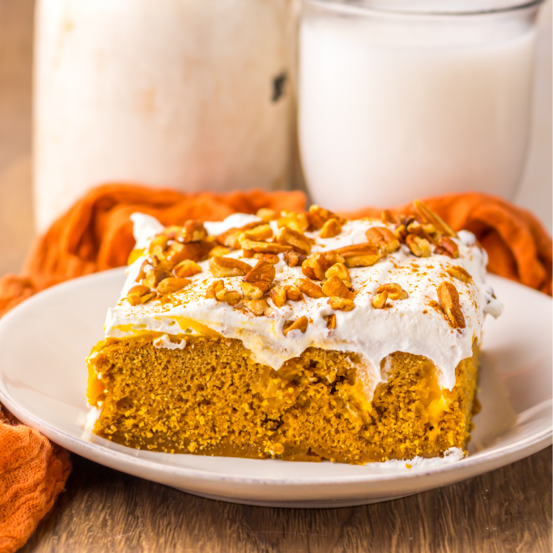 Pumpkin Gingerbread Poke Cake