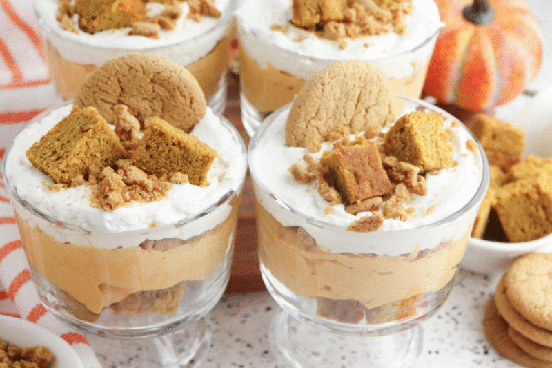No-Bake Pumpkin Cheesecake Mini Trifles with Ginger Snaps