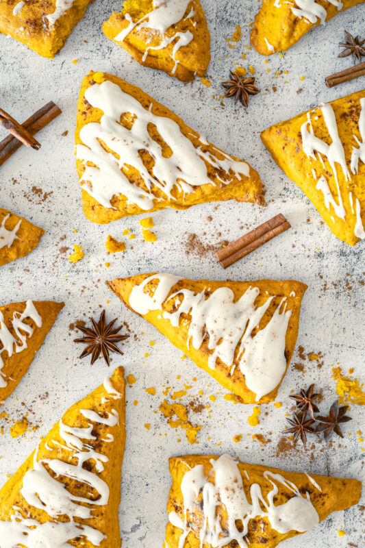 Spiced Pumpkin Scones with Vanilla Glaze