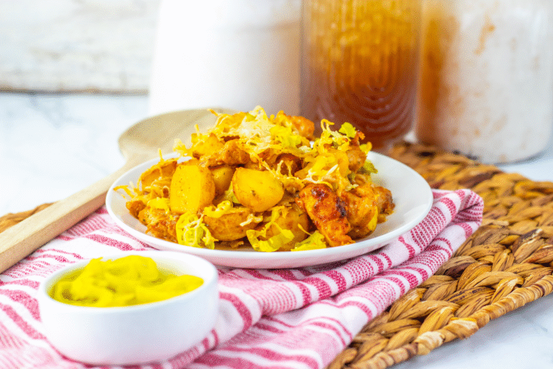 Sheet Pan Mississippi Chicken with Potatoes and Mozzarella