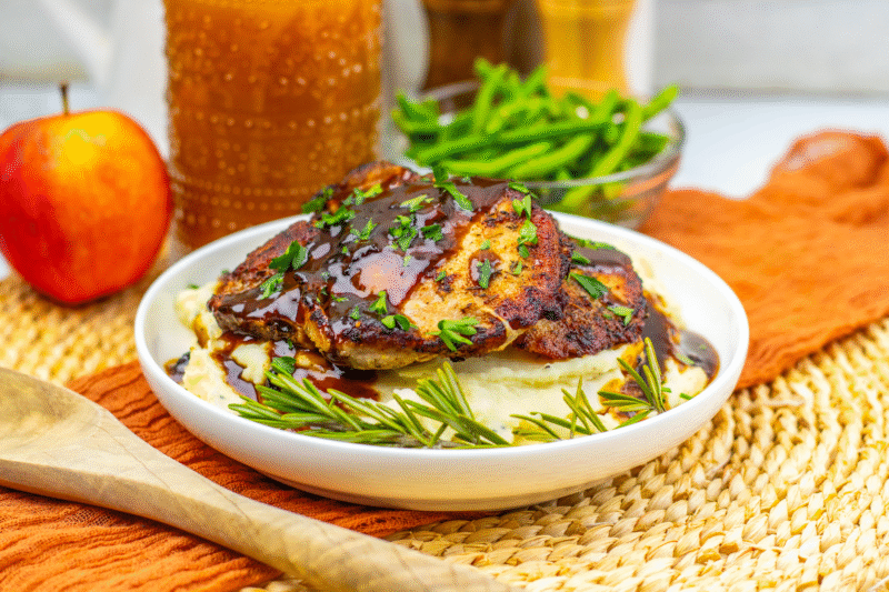 Apple Cider Glazed Pork Chops with a Sweet and Tangy Pan Sauce