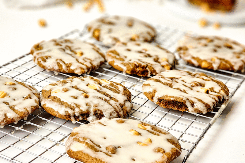 Soft & Chewy Ginger Maple Glazed Cookies with Butterscotch