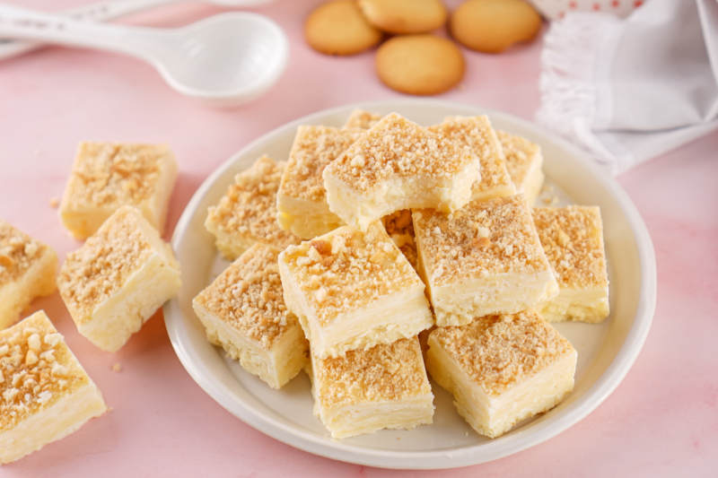 Banana Pudding Fudge Squares with a Nilla Wafer Crunch