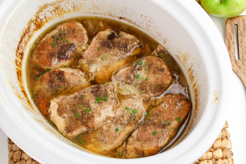 Fall-Apart Tender Crockpot Apple Pork Chops