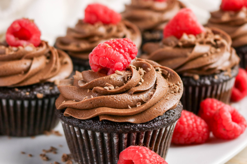 Soft Chocolate Cupcakes with Sweet Raspberry Filling