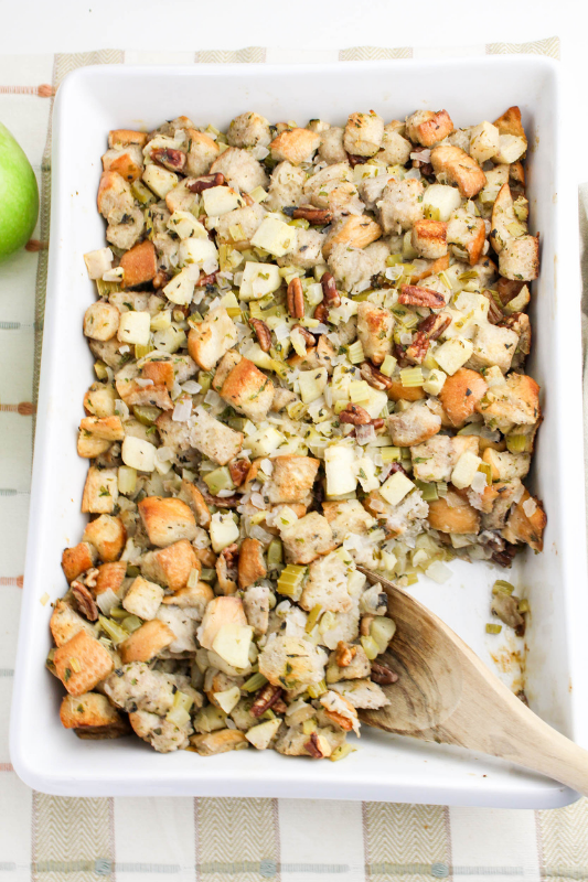 Easy Apple Stuffing with Herbs and Celery