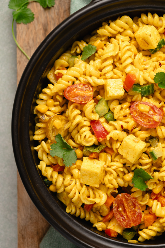 Creamy Curried Pasta Salad with Paneer